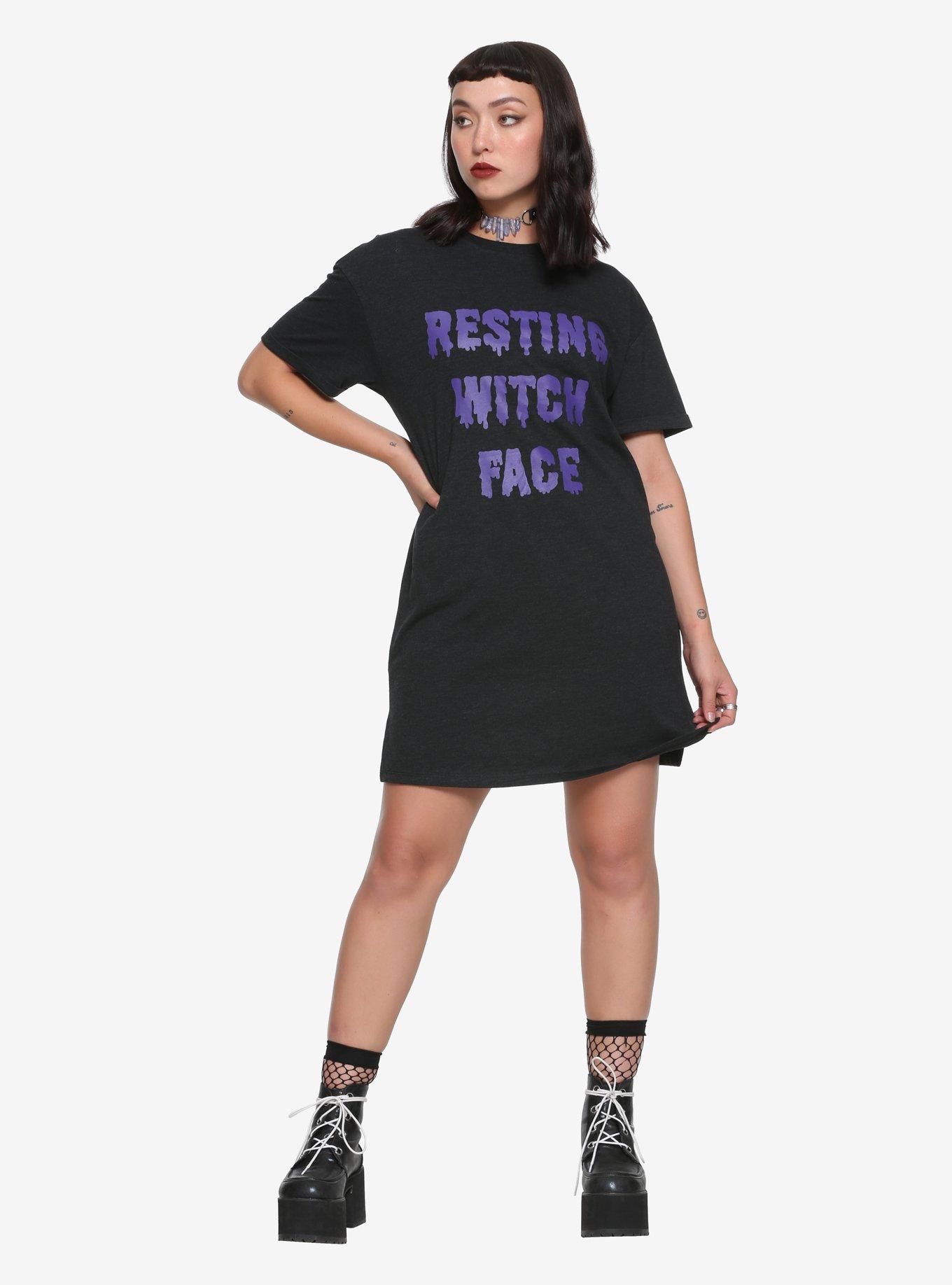 Resting Witch Face T-Shirt Dress, , alternate
