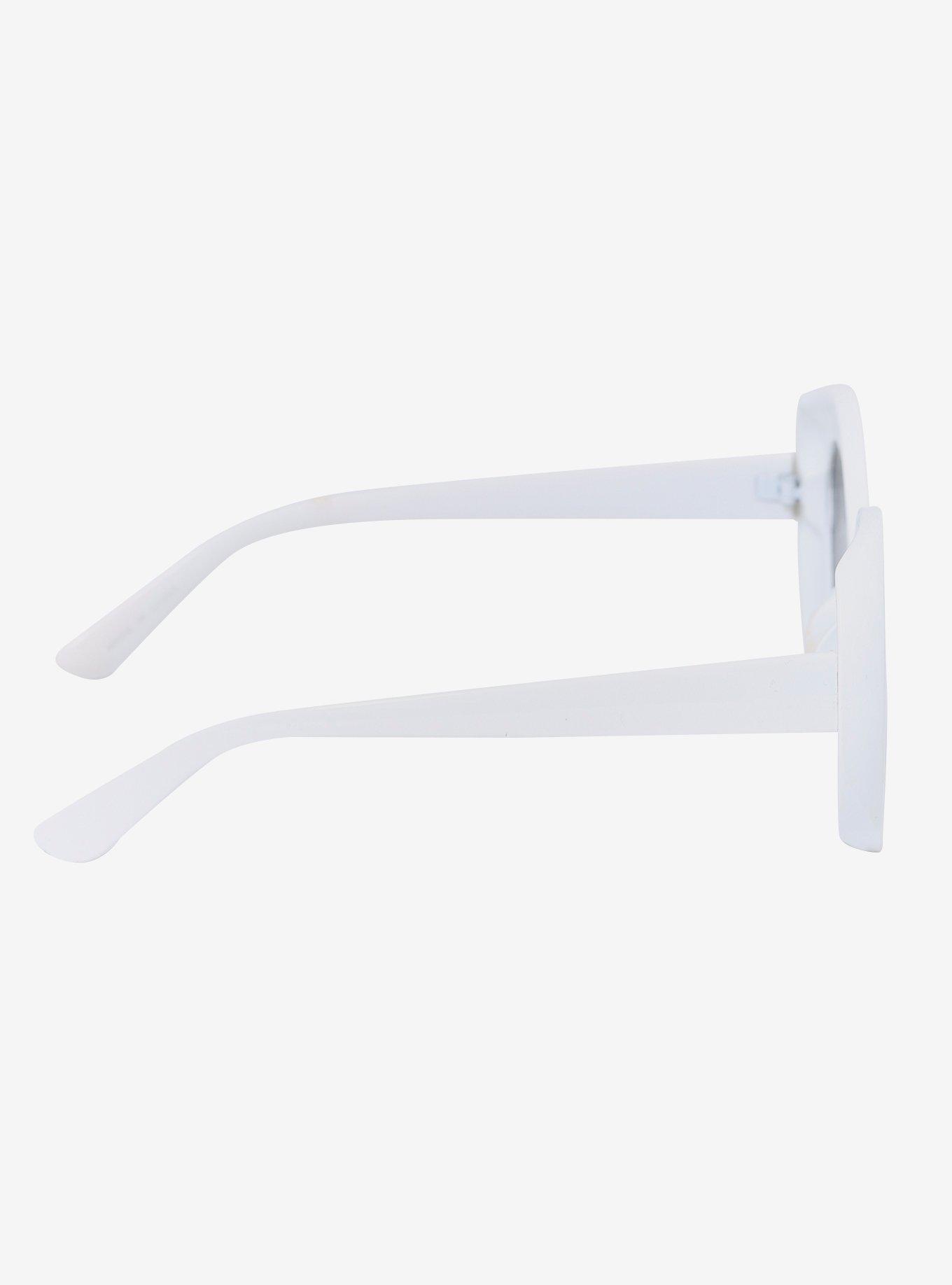 White Round Plastic Sunglasses, , alternate