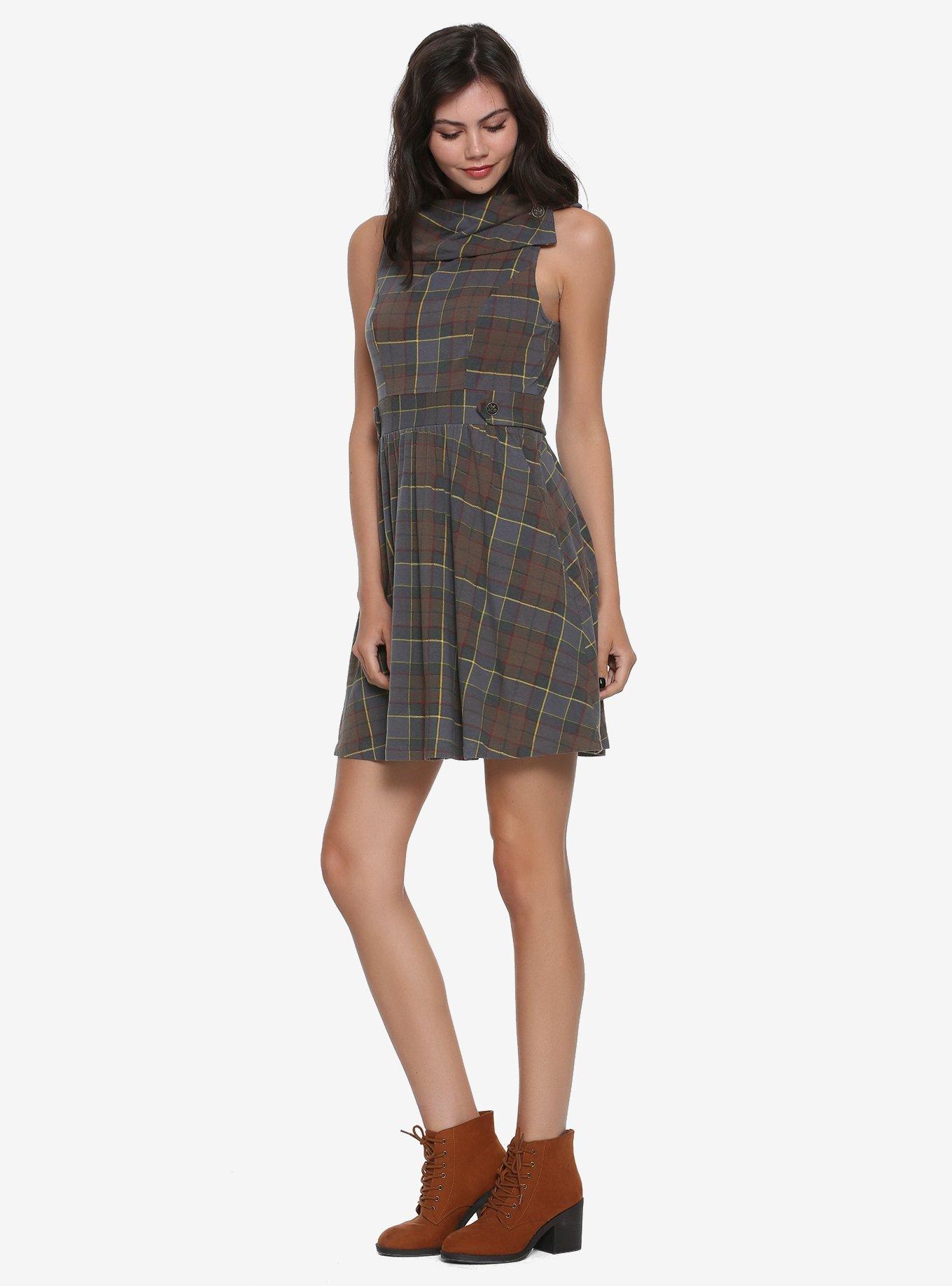 Outlander Fraser Tartan Cowl Neck Dress Hot Topic Exclusive, , alternate