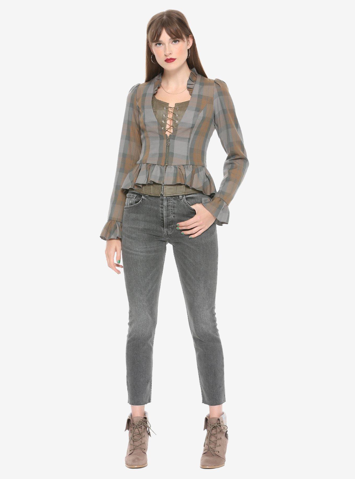 Outlander Laced Peplum Girls Jacket Hot Topic Exclusive, , alternate