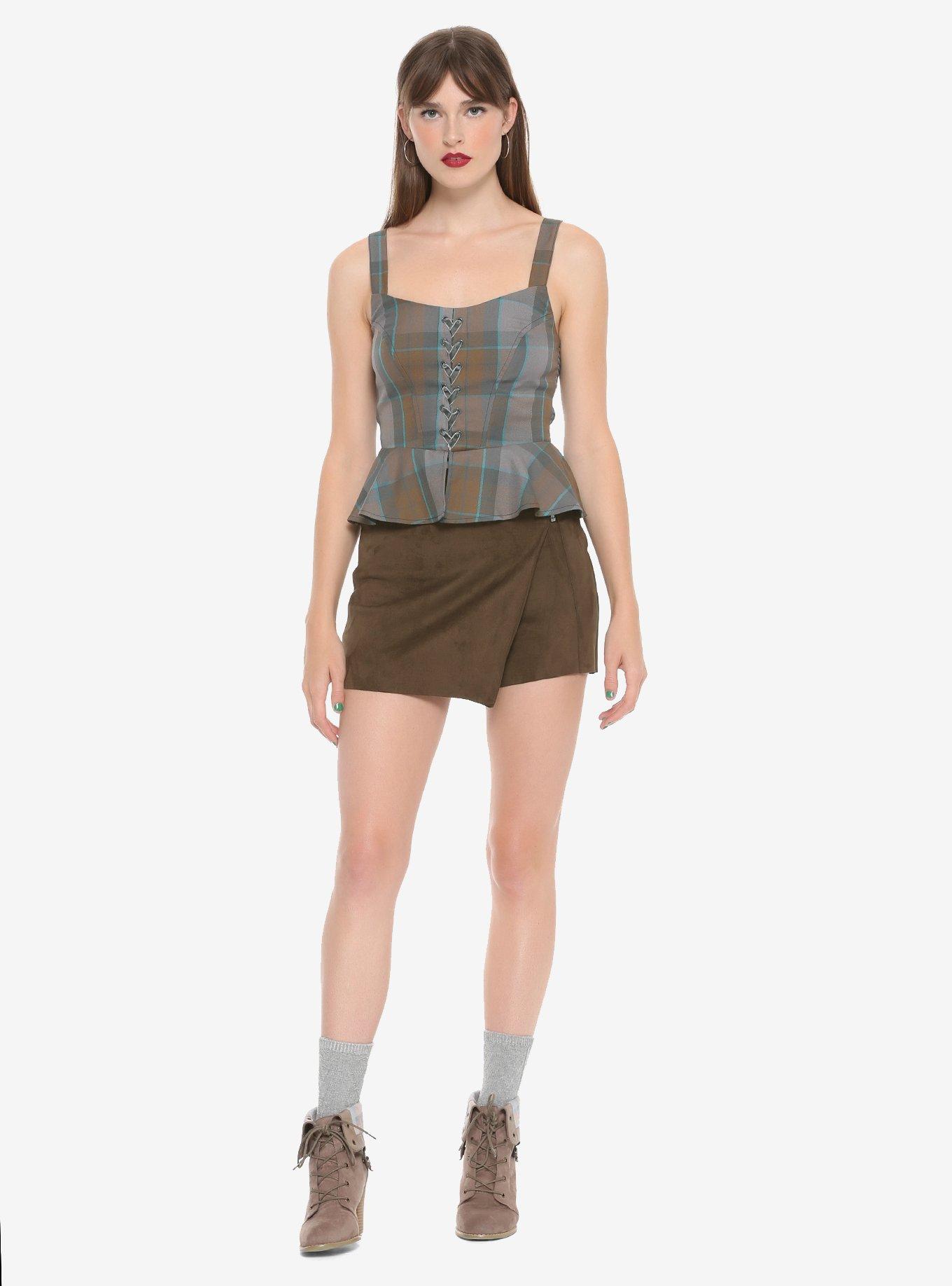 Outlander MacKenzie Tartan Peplum Corset Top Hot Topic Exclusive, , alternate