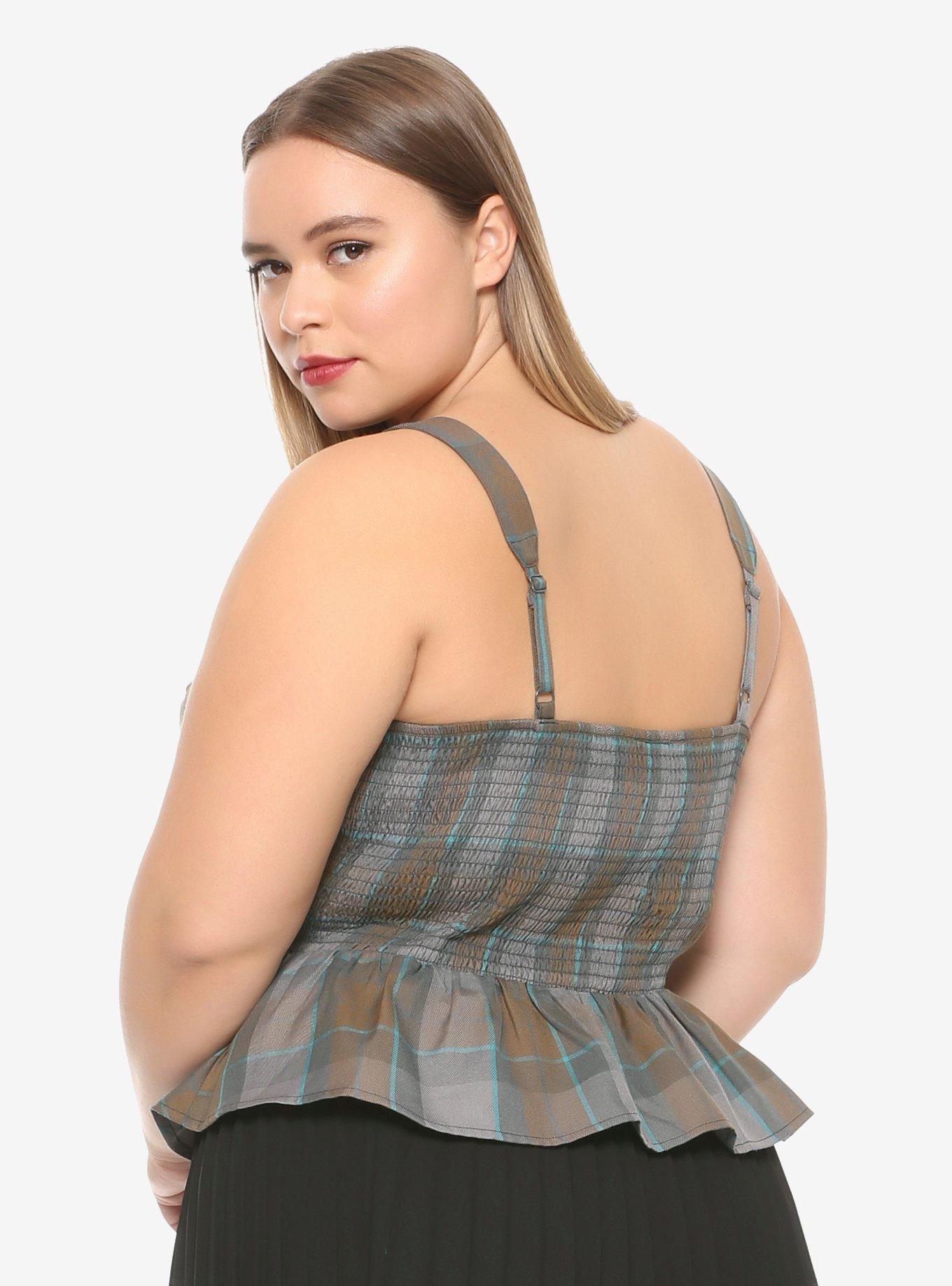 Outlander MacKenzie Tartan Peplum Corset Top Plus Size Hot Topic Exclusive, PLAID, alternate