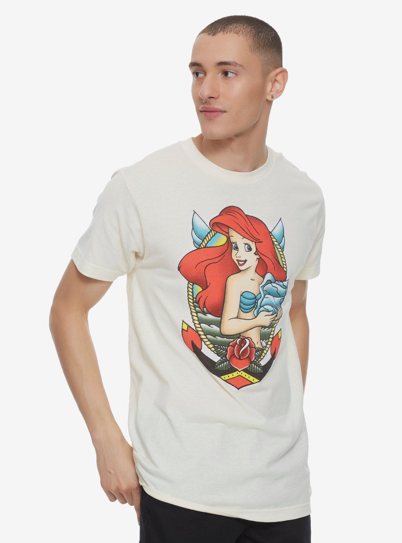 Disney The Little Mermaid Shell Tattoo T-Shirt Hot Topic Exclusive, WHITE, alternate