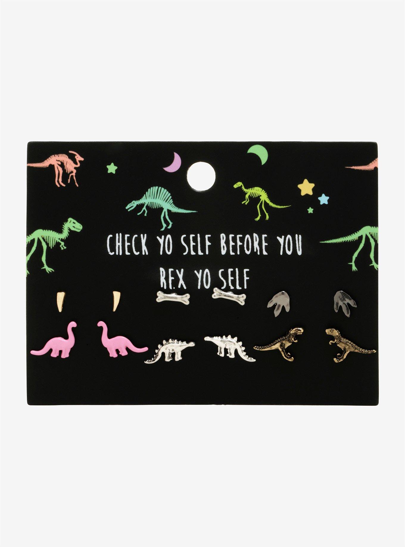 Blackheart Rex Yourself Dinosaur Earring Set, , alternate