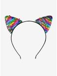 Rainbow Sequin Cat Ear Headband, , alternate