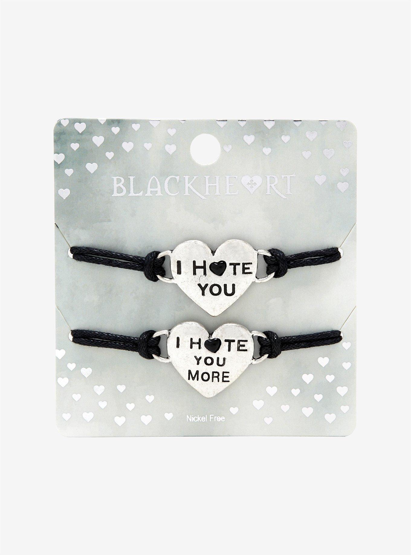 Blackheart I Hate You Heart Cord Bracelet Set, , alternate