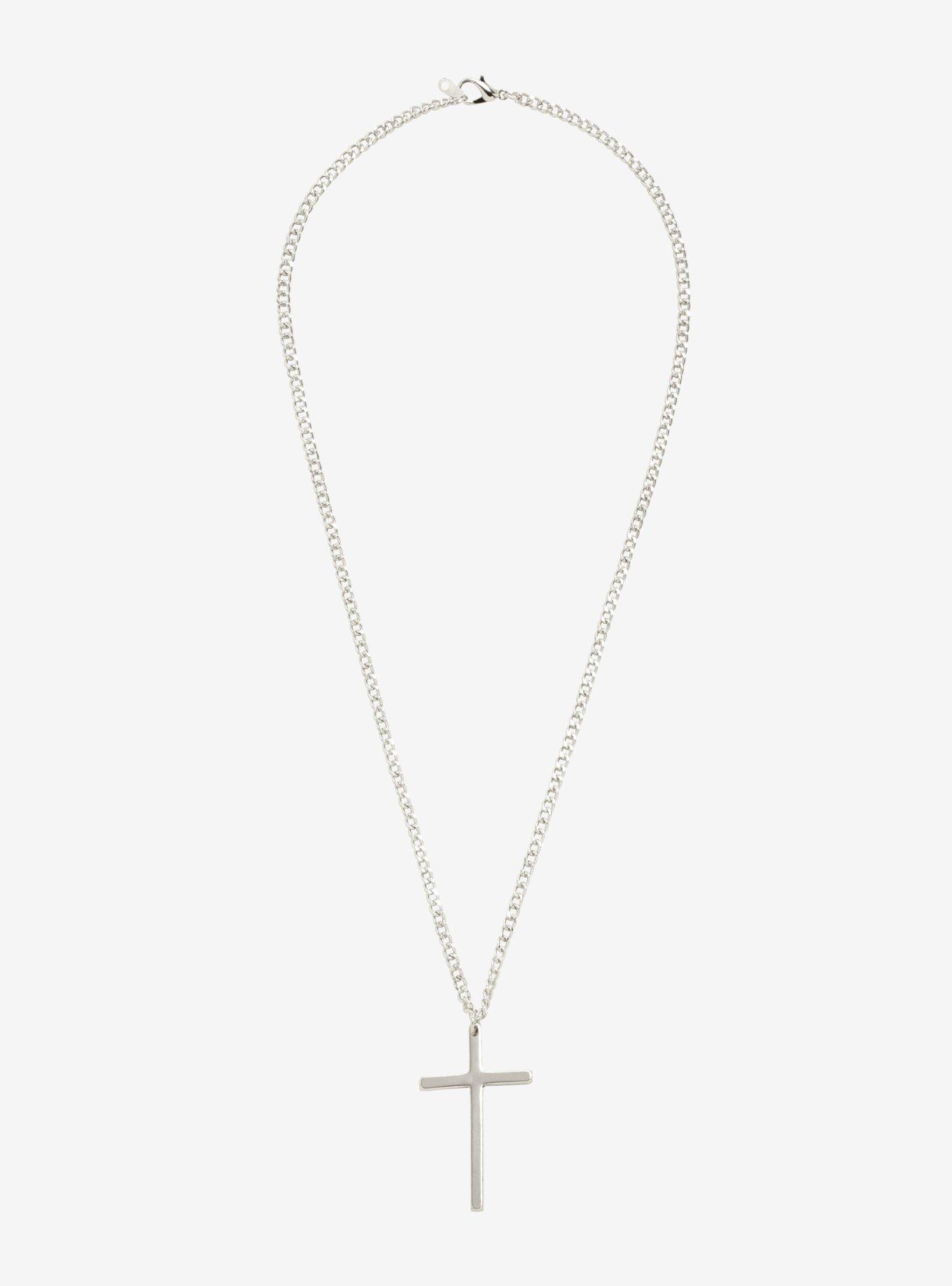Silver Cross Men's Necklace, , alternate