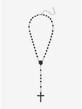 Blackheart Black Bead Rosary Necklace, , alternate