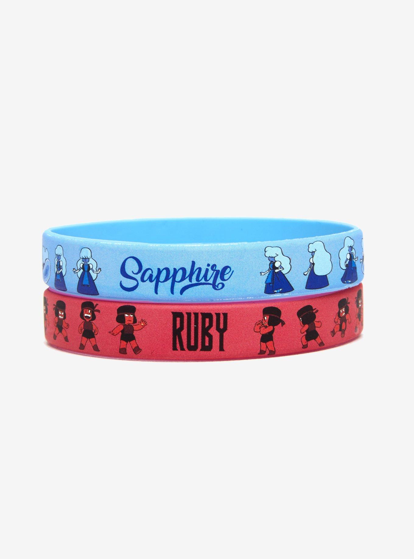 Steven Universe Ruby & Sapphire Rubber Bracelet Set, , alternate