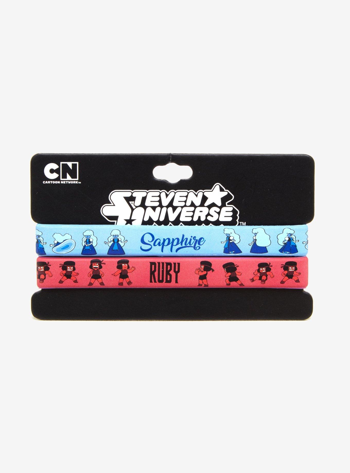 Steven Universe Ruby & Sapphire Rubber Bracelet Set, , alternate