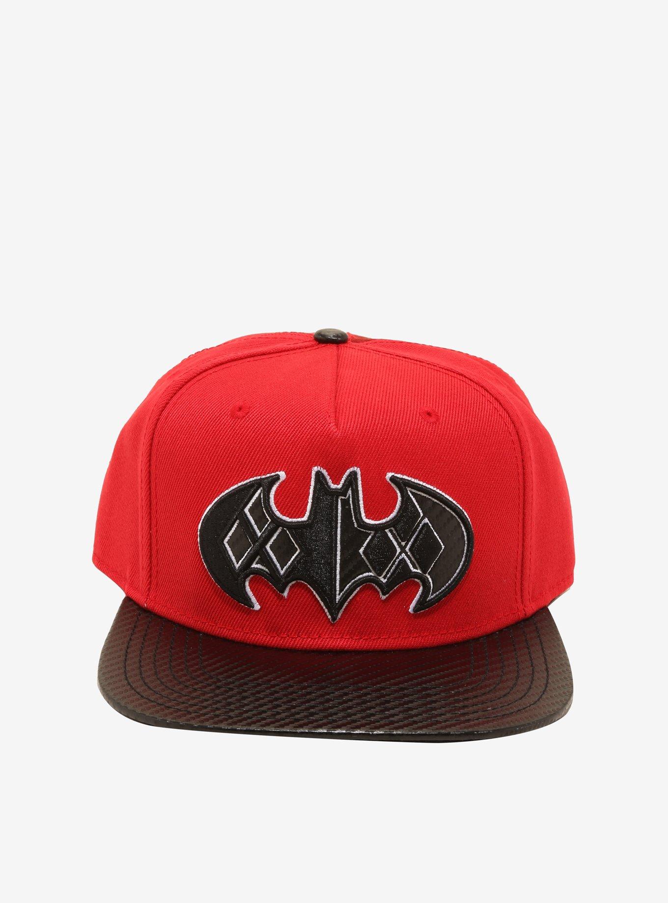 DC Comics Harley Quinn Batman Logo Carbon Fiber Snapback Hat, , alternate