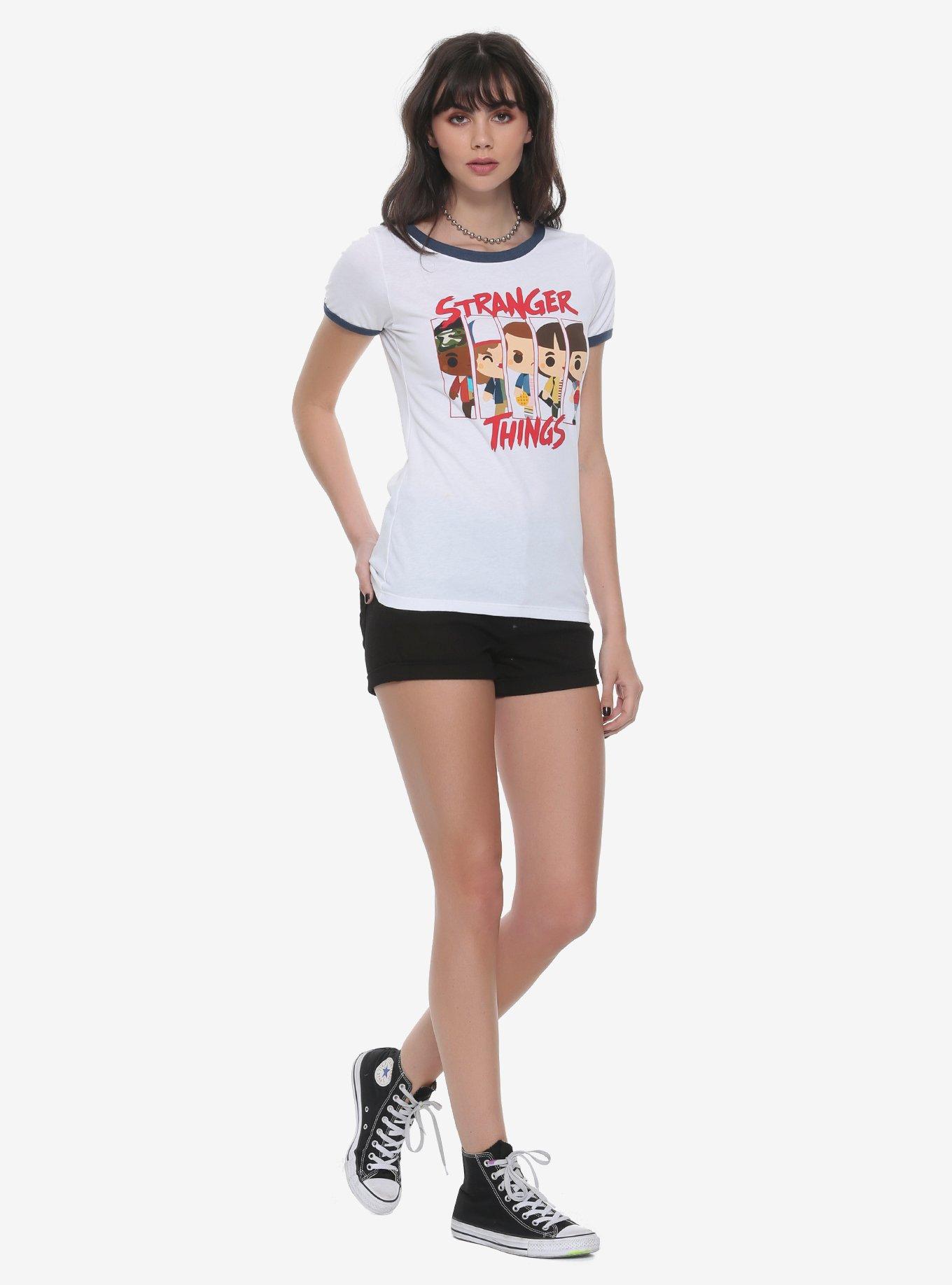 Stranger Things Chibi Group Girls Ringer T-Shirt, MULTICOLOR, alternate