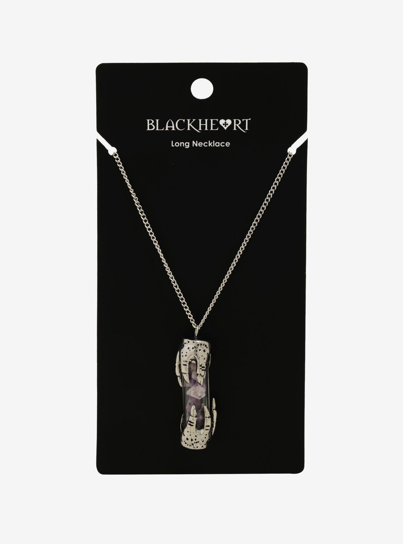 Blackheart Dragon Hands Crystal Vial Necklace, , alternate