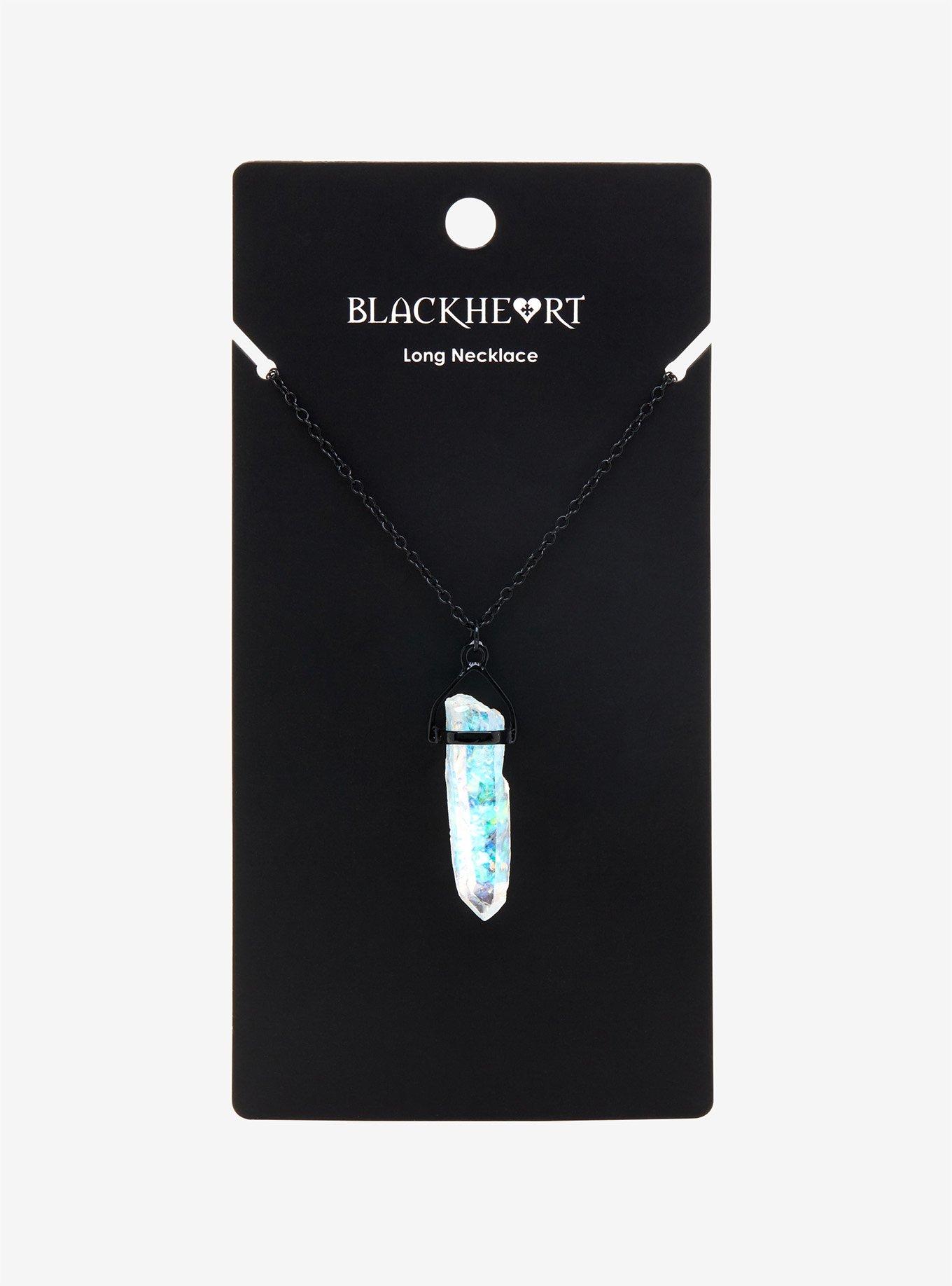 Blackheart Iridescent Crystal Matte Black Necklace, , alternate