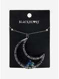 Blackheart Druzy Stone Caged Moon Necklace, , alternate