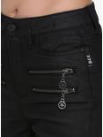 Blackcraft Pentagram Zipper Black Coated Skinny Jeans, , alternate