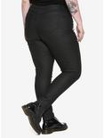 Blackcraft Pentagram Zipper Black Coated Skinny Jeans Plus Size, BLACK, alternate