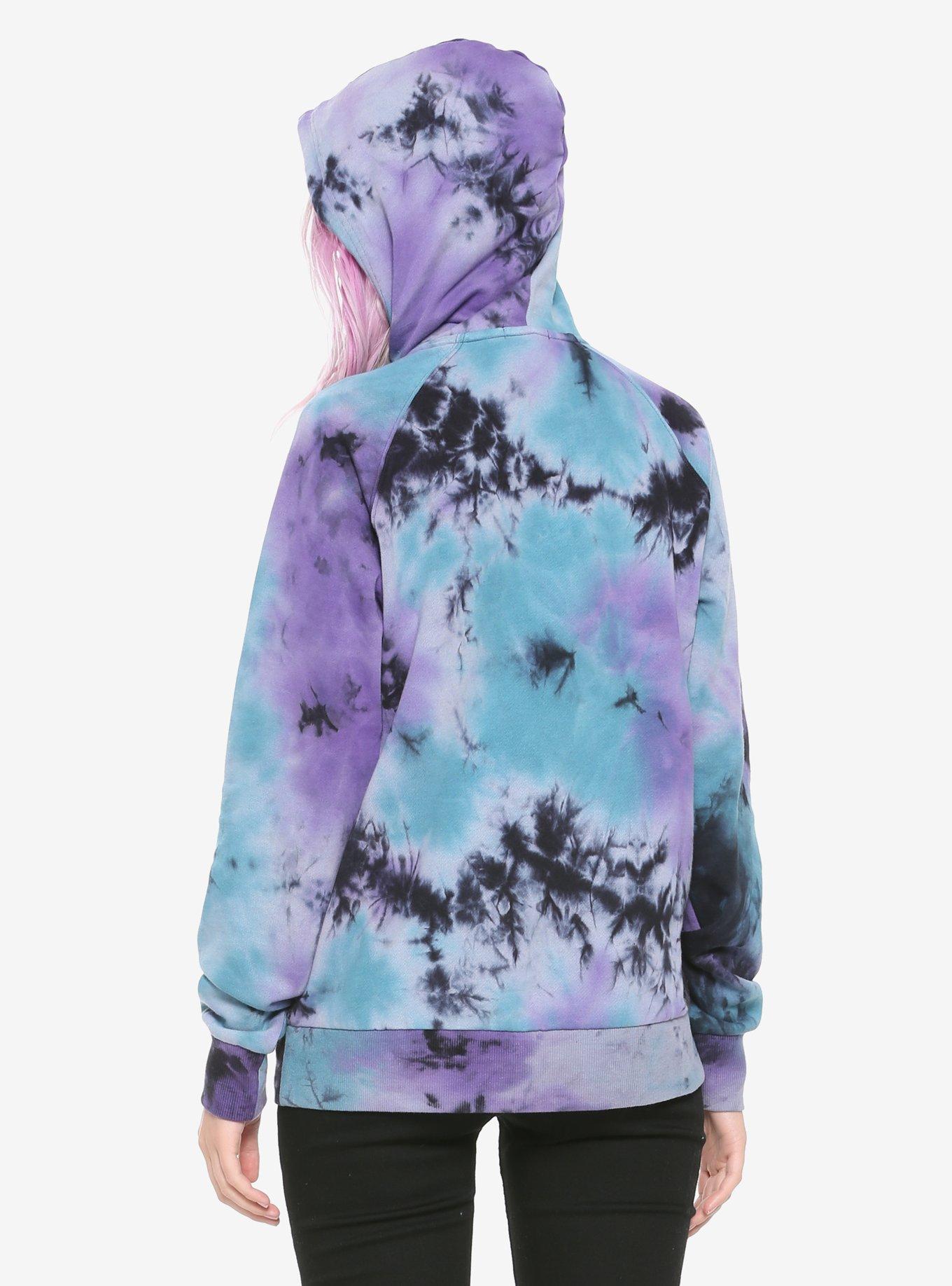 Tie-Dye Glitter Skull Girls Hoodie, , alternate