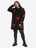 Black & Red Star Girls Hooded Tunic Plus Size, , alternate
