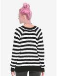 Black & White Striped Lace-Up Girls Sweater, , alternate