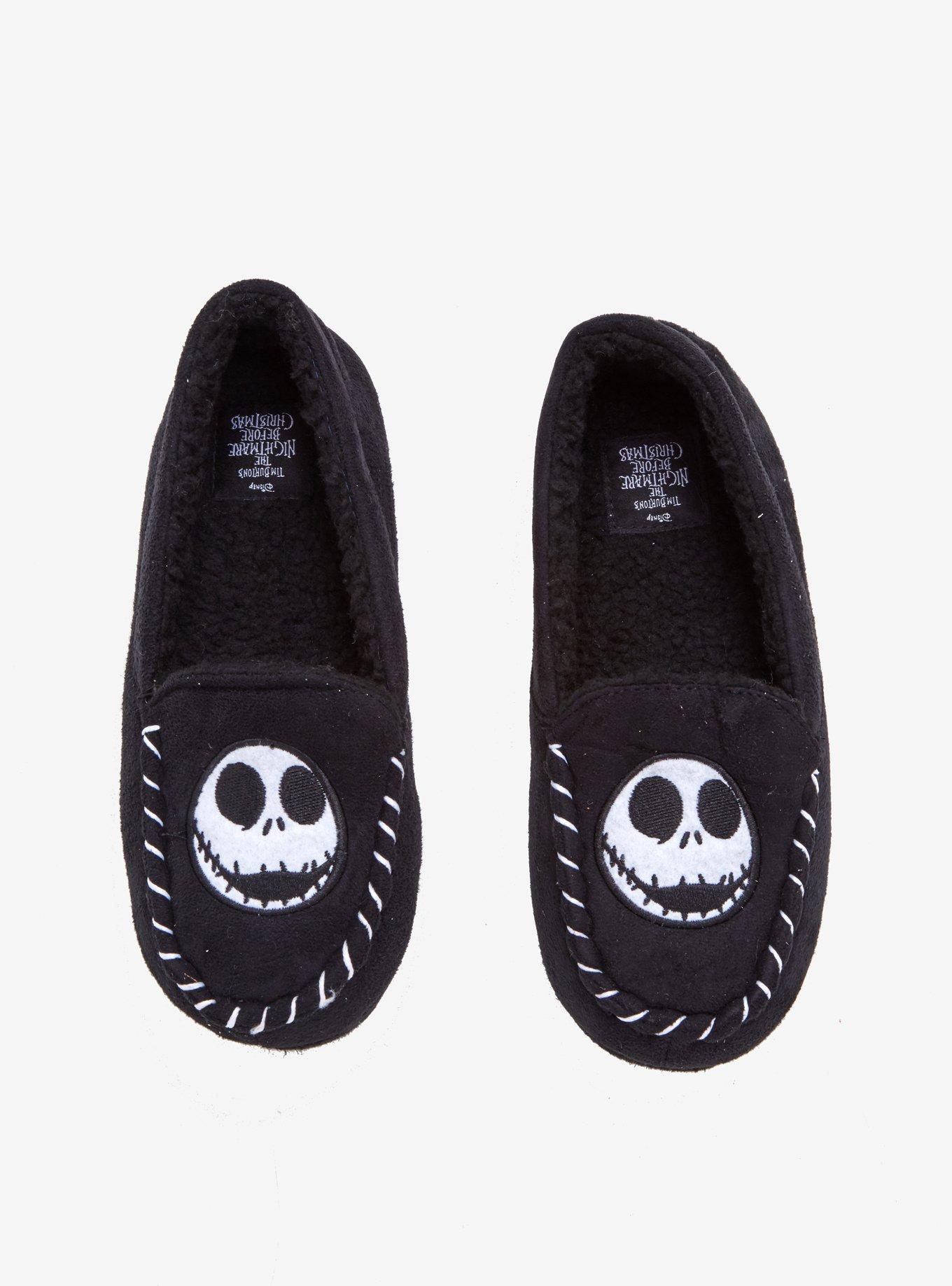 The Nightmare Before Christmas Jack Head Moccasin Slippers, BLACK-WHITE, alternate