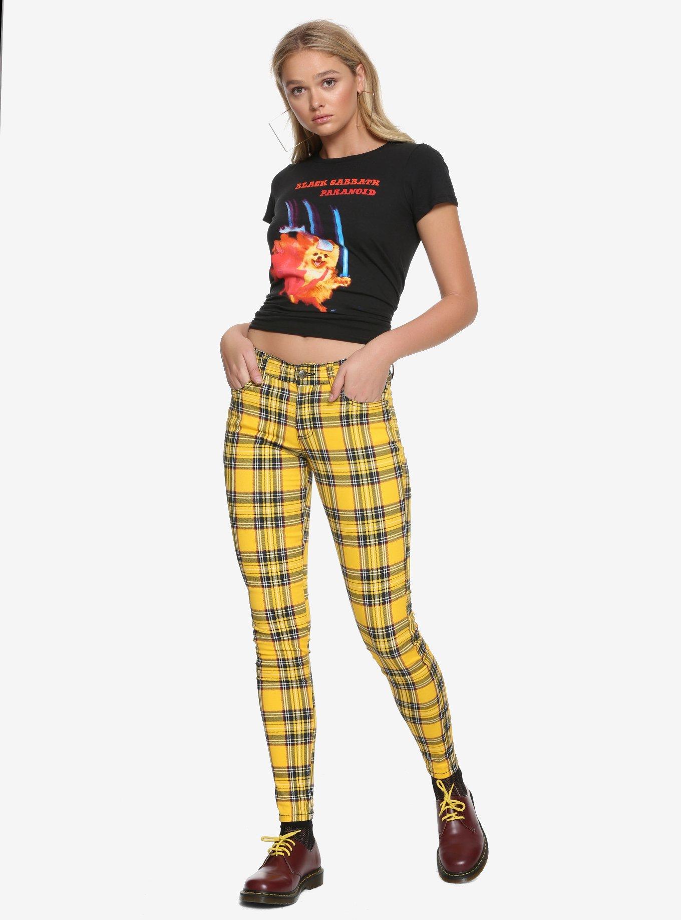 Tripp Yellow Plaid Girls Skinny Pants, , alternate