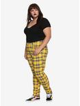 Tripp Yellow Plaid Girls Skinny Pants Plus Size, , alternate