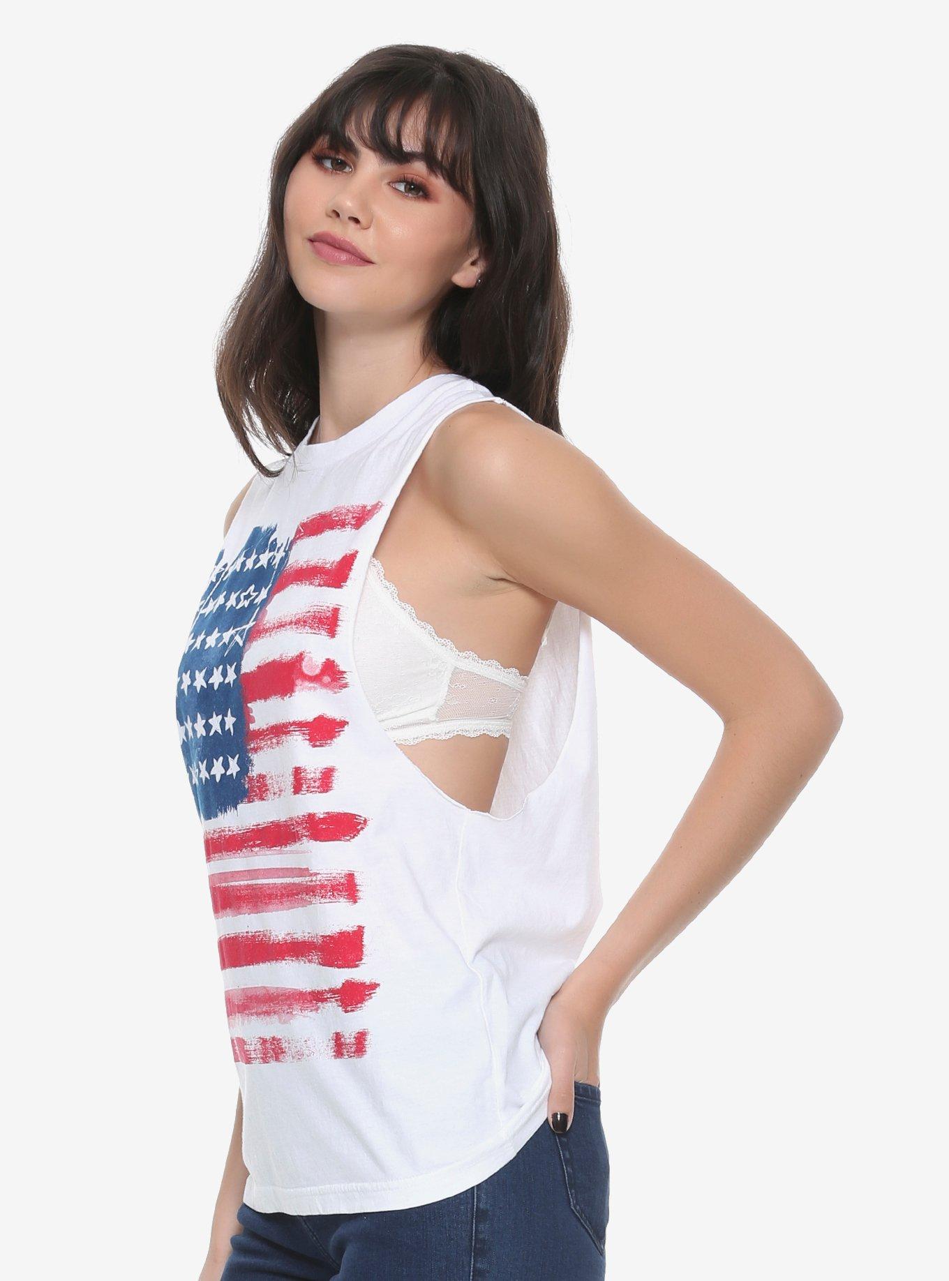 Painted American Flag Girls Muscle Top, , alternate
