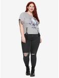 The Nightmare Before Christmas Watercolor Lace-Up Girls T-Shirt Plus Size, GREY, alternate