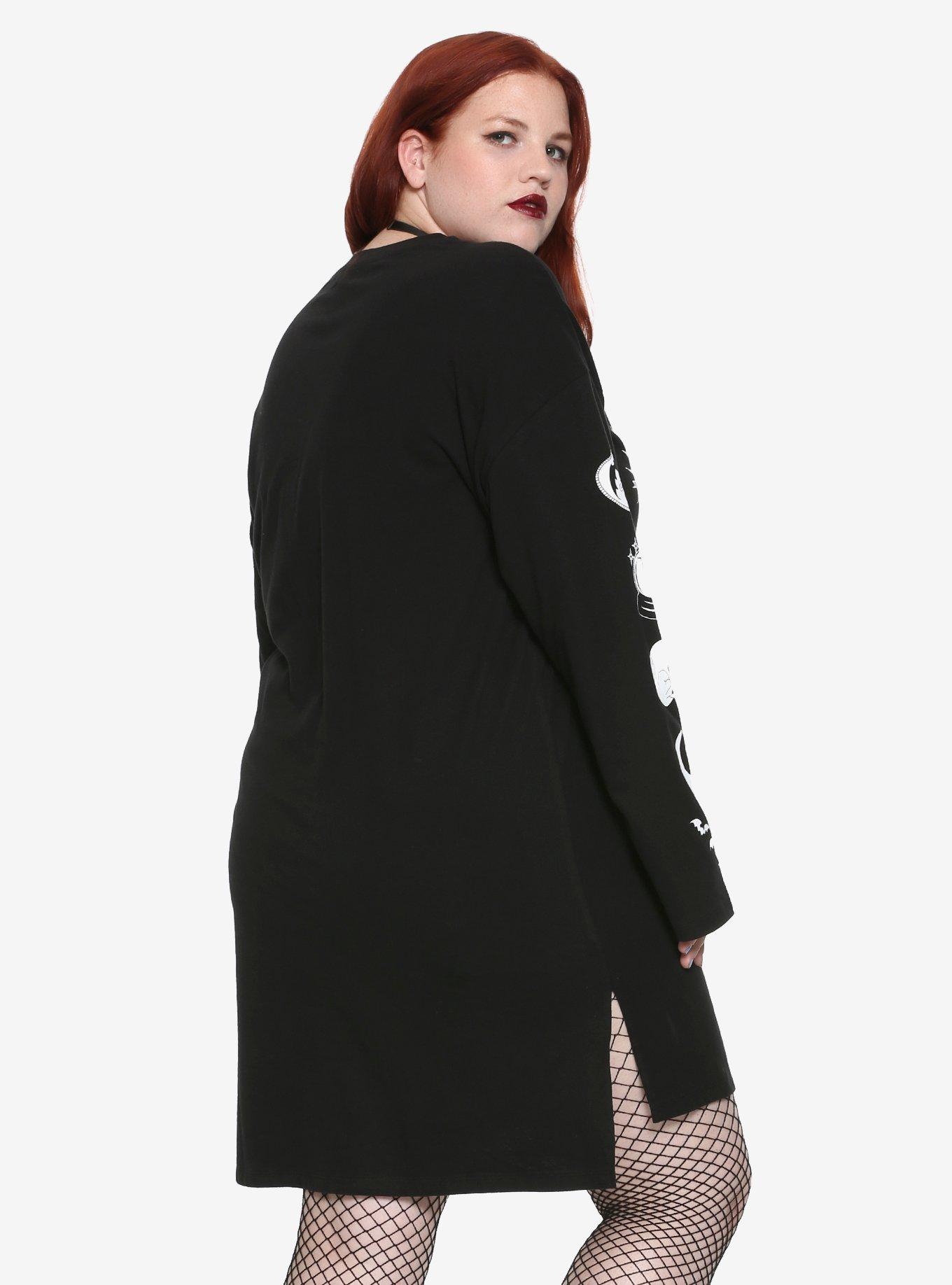 Practice Safe Hex Long-Sleeve T-Shirt Dress Plus Size, BLACK, alternate