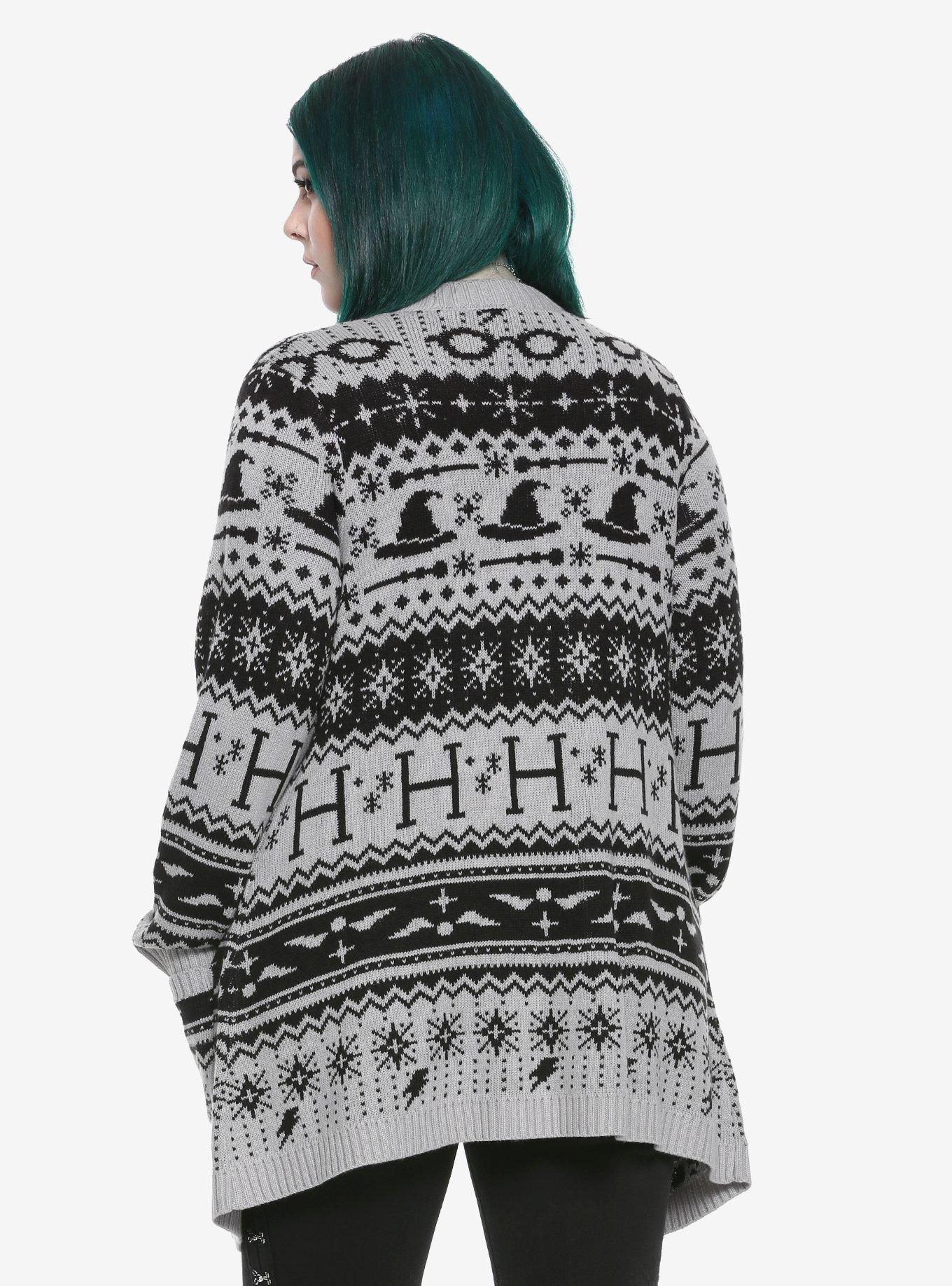 Harry Potter Fair Isle Girls Cardigan Plus Size, , alternate