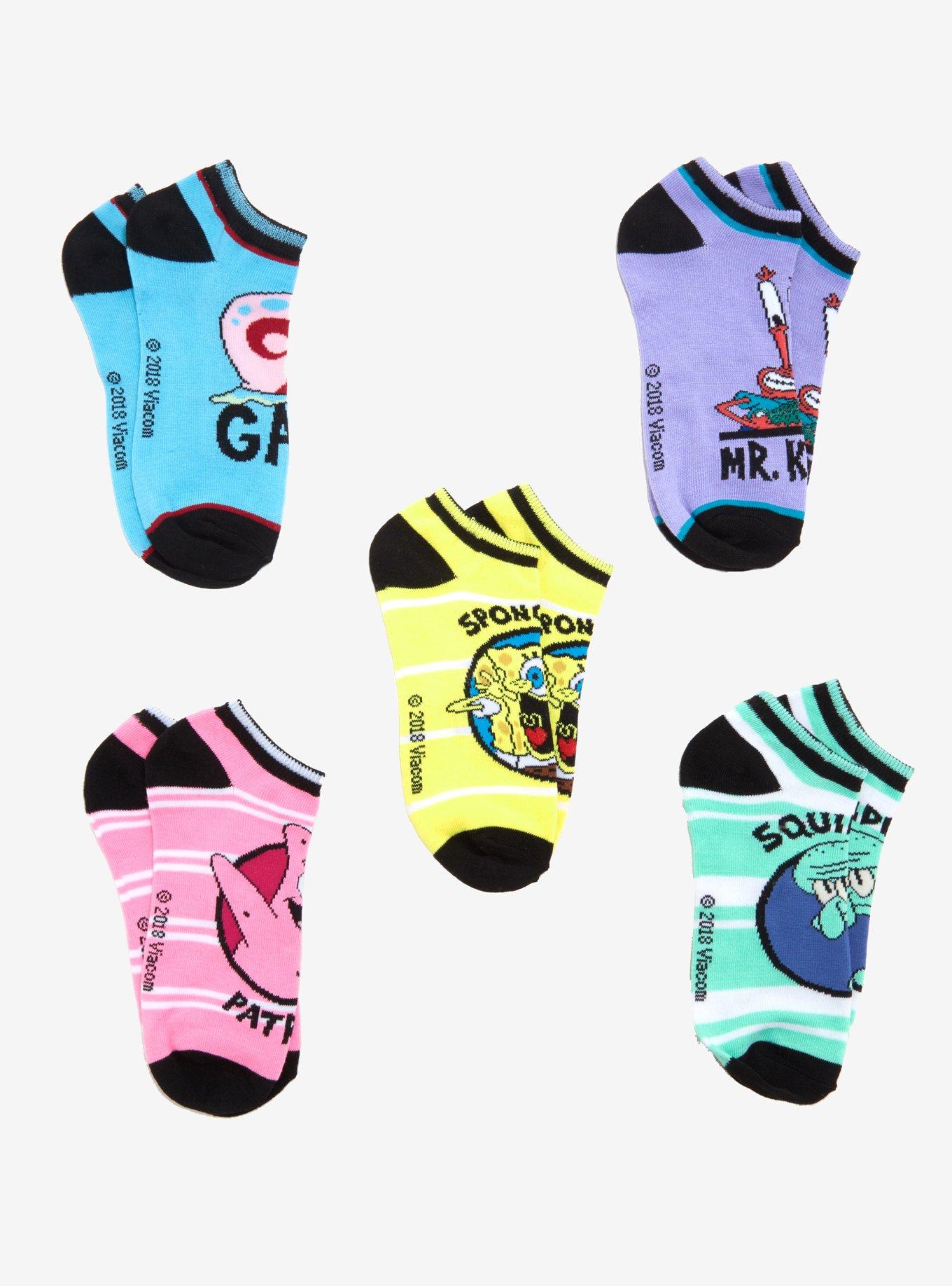 SpongeBob SquarePants No-Show Socks 5 Pair, , alternate
