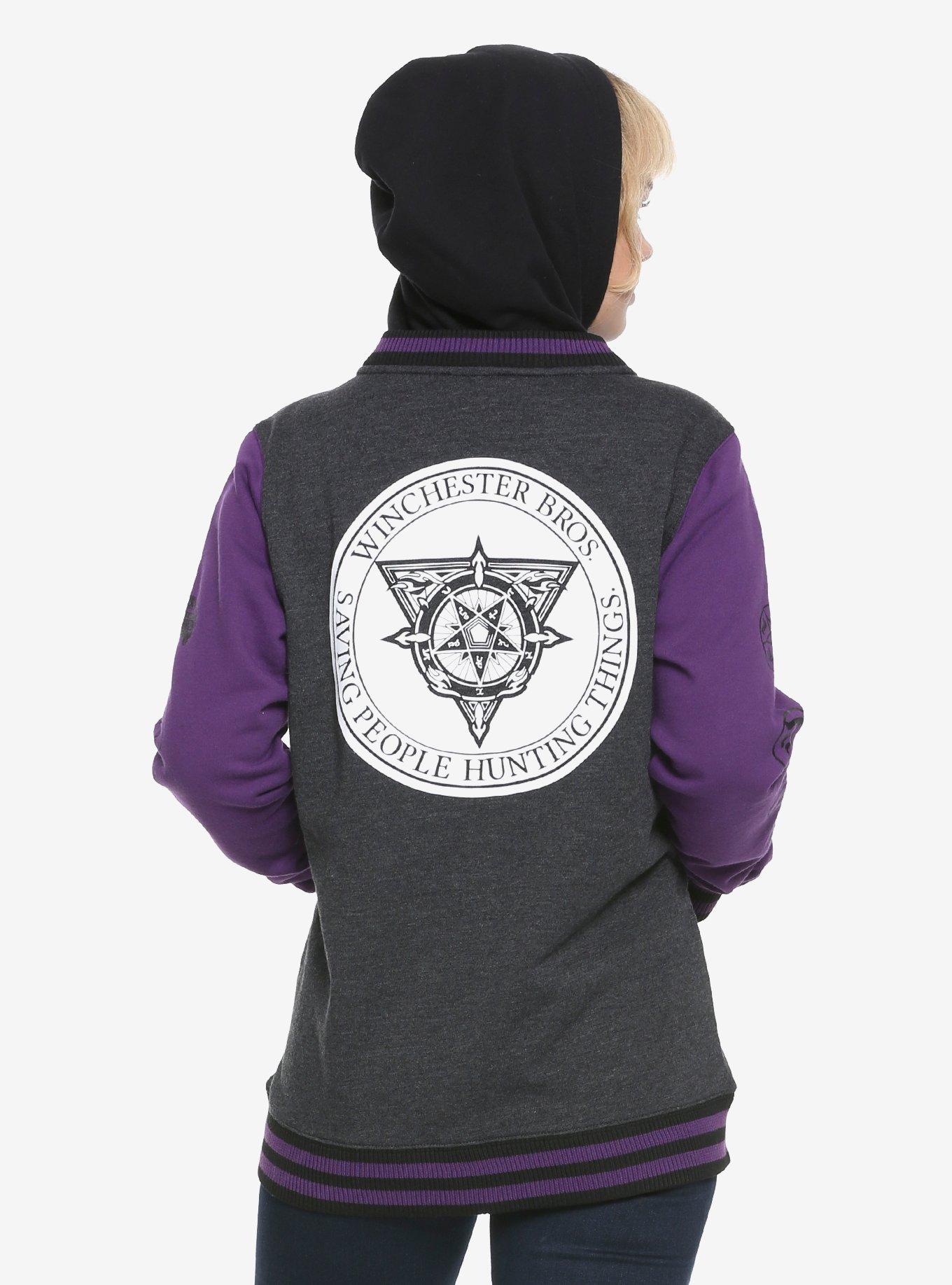 Supernatural Winchester Bros. Purple Girls Varsity Jacket, , alternate