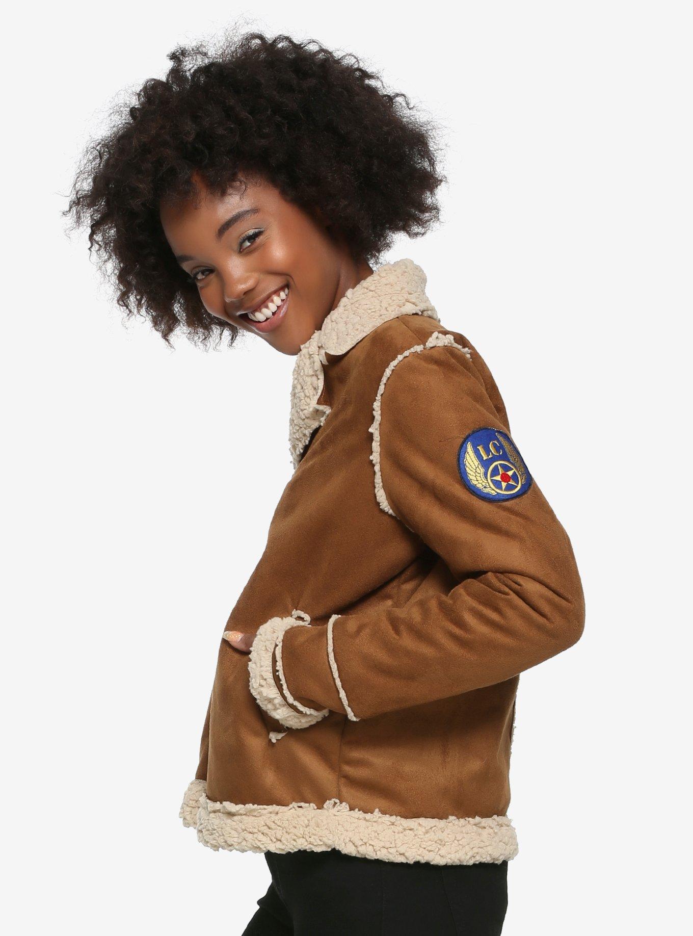 Her Universe Tomb Raider Shadow Of The Tomb Raider Girls Aviator Cosplay Jacket, TAN/BEIGE, alternate