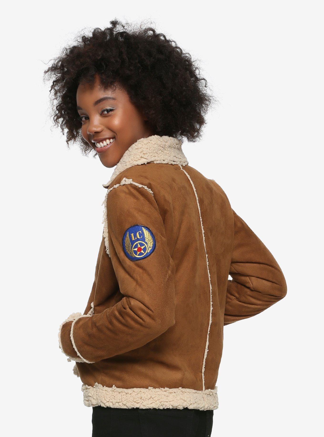 Her Universe Tomb Raider Shadow Of The Tomb Raider Girls Aviator Cosplay Jacket, TAN/BEIGE, alternate