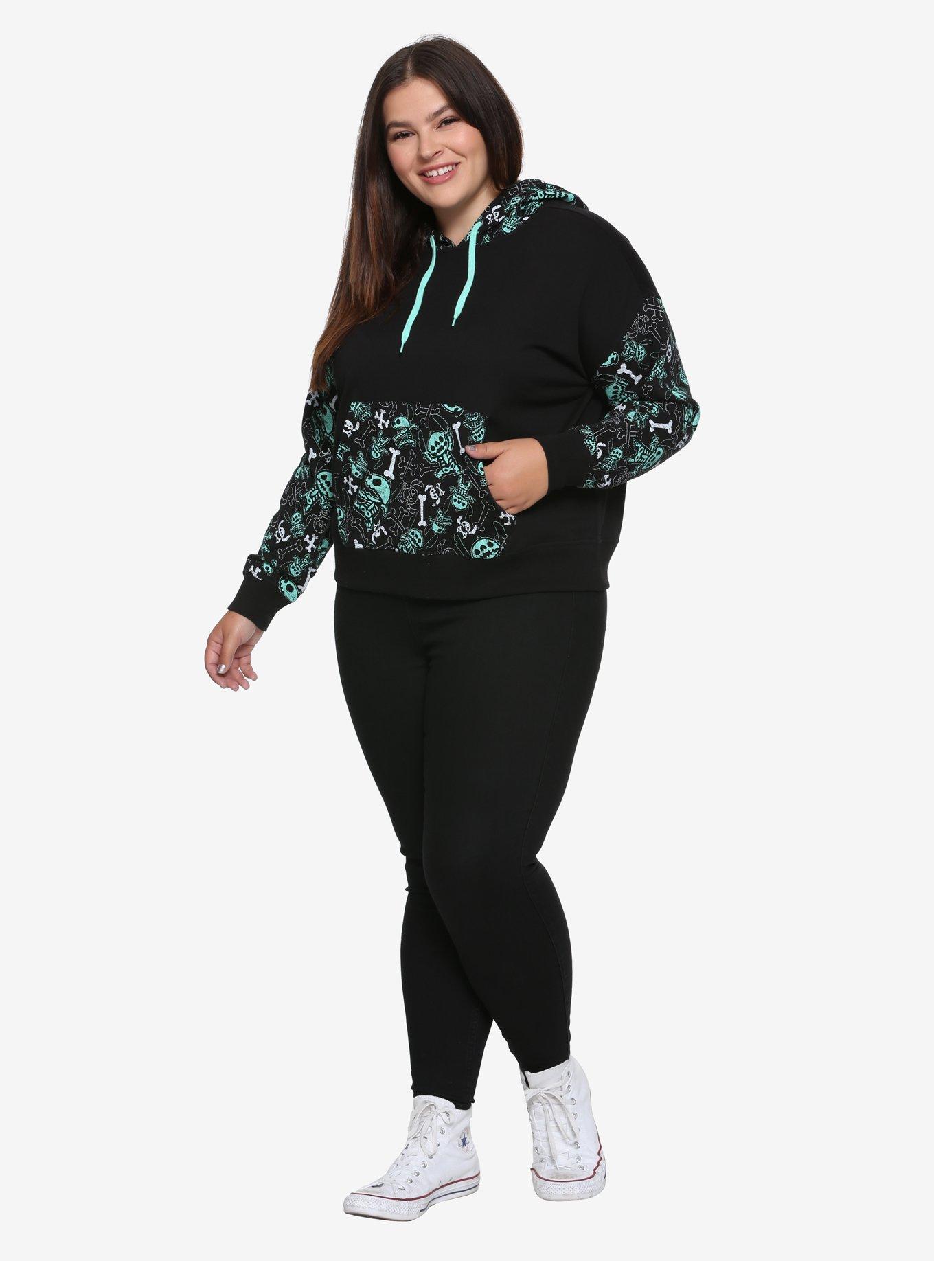 Disney Lilo & Stitch Spooky Skeleton Stitch Girls Hoodie Plus Size, , alternate