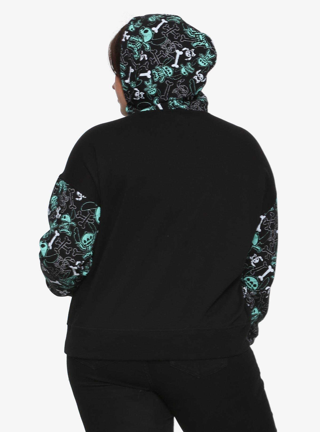 Disney Lilo & Stitch Spooky Skeleton Stitch Girls Hoodie Plus Size, , alternate