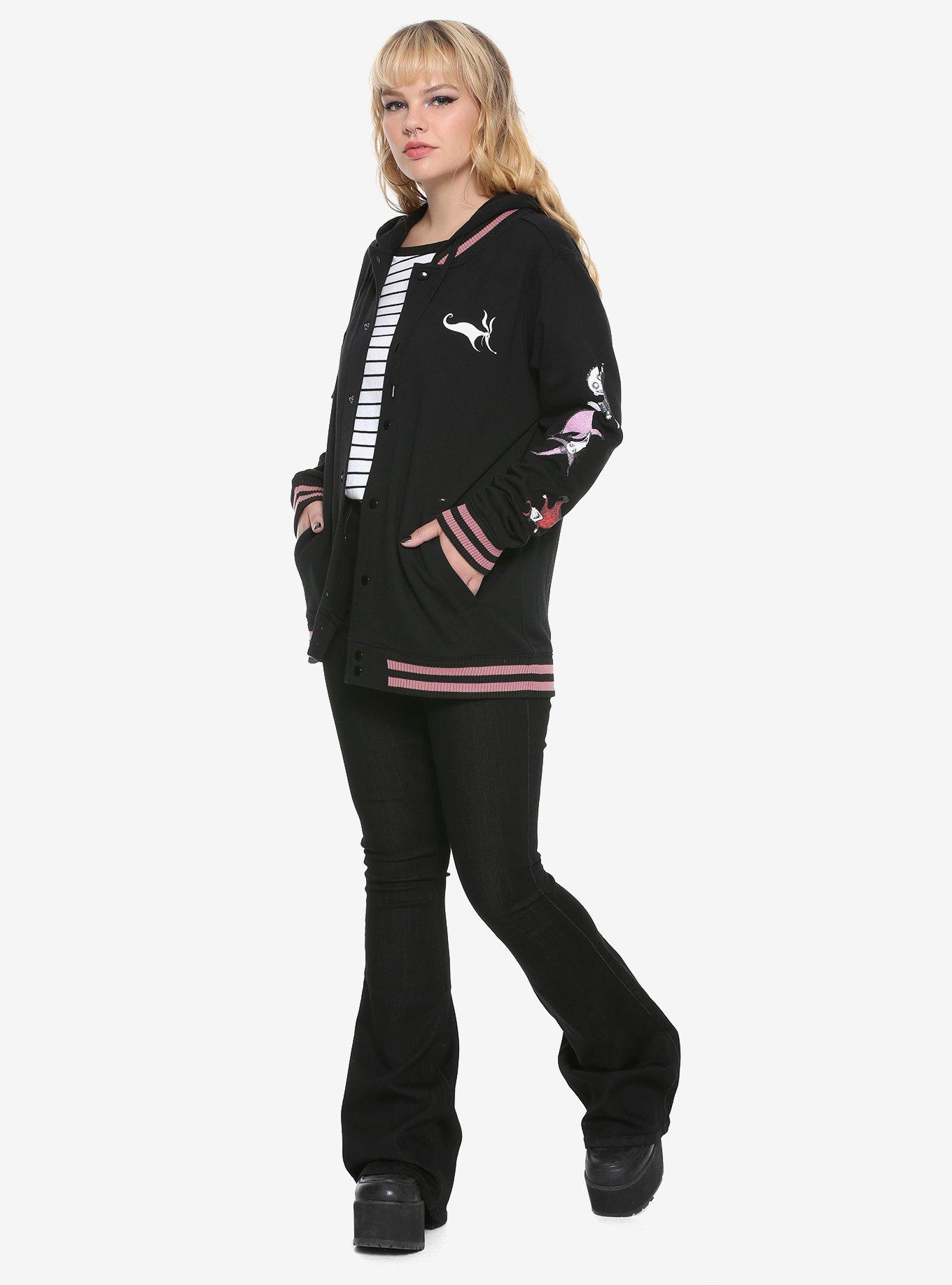 The Nightmare Before Christmas Zero Hooded Girls Varsity Jacket, BLACK, alternate