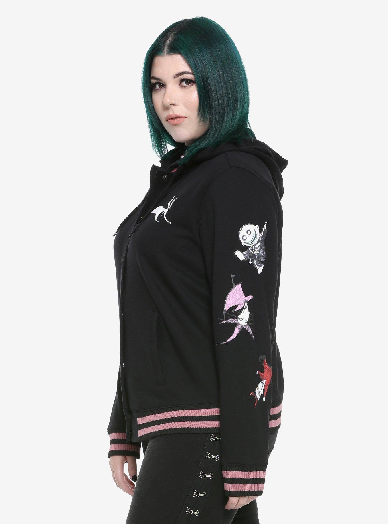 The Nightmare Before Christmas Zero Hooded Girls Varsity Jacket Plus Size, BLACK, alternate