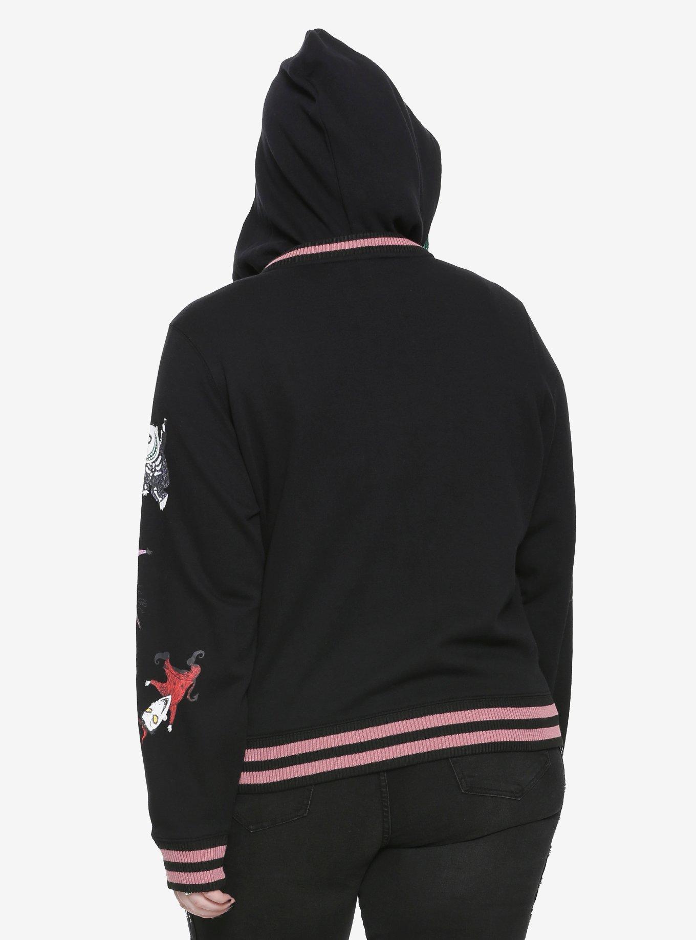 The Nightmare Before Christmas Zero Hooded Girls Varsity Jacket Plus Size, BLACK, alternate