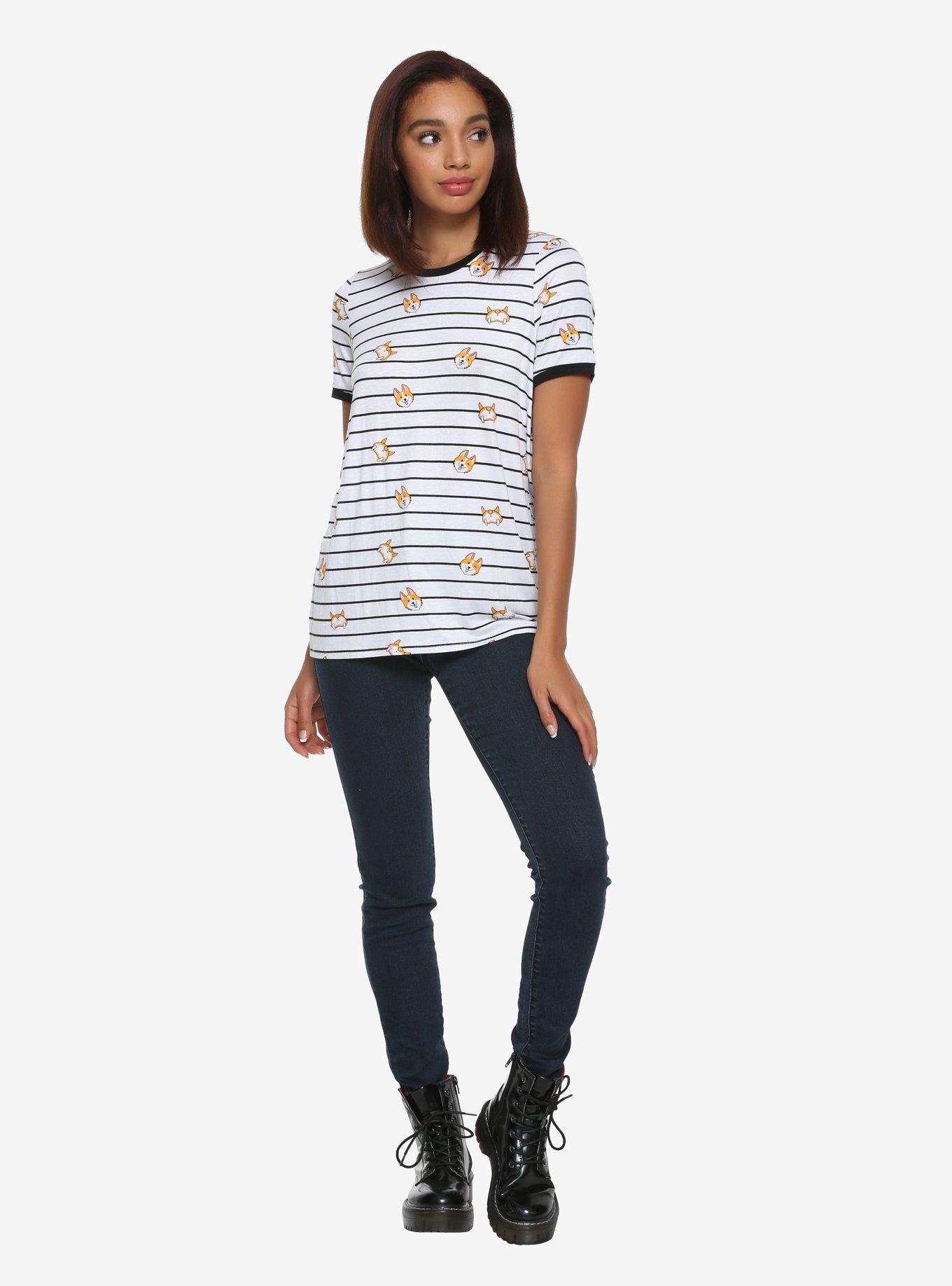 Corgi Cuties Striped Girls T-shirt, , alternate