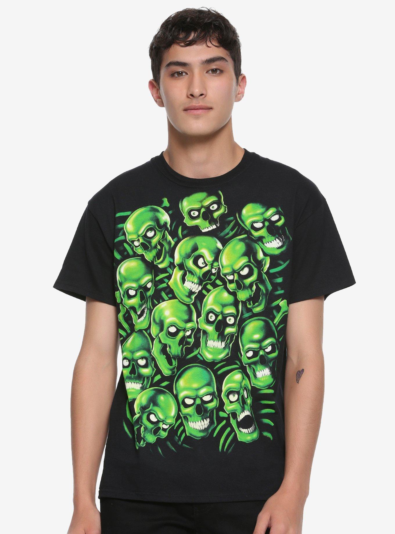 Green Skeleton Pile T-Shirt, , alternate