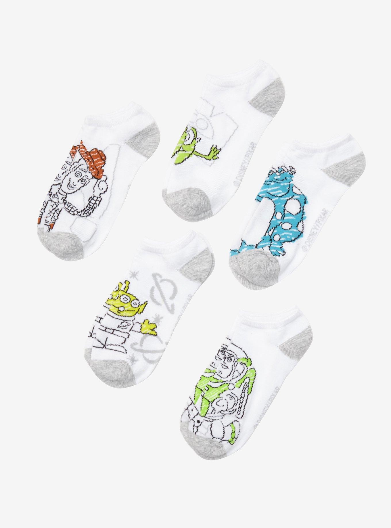 Disney Pixar Sketch No Show Socks 5 Pair, , alternate