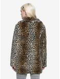 Leopard Print Faux Fur Girls Jacket, ANIMAL, alternate