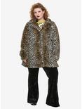 Leopard Print Faux Fur Girls Jacket Plus Size, ANIMAL, alternate