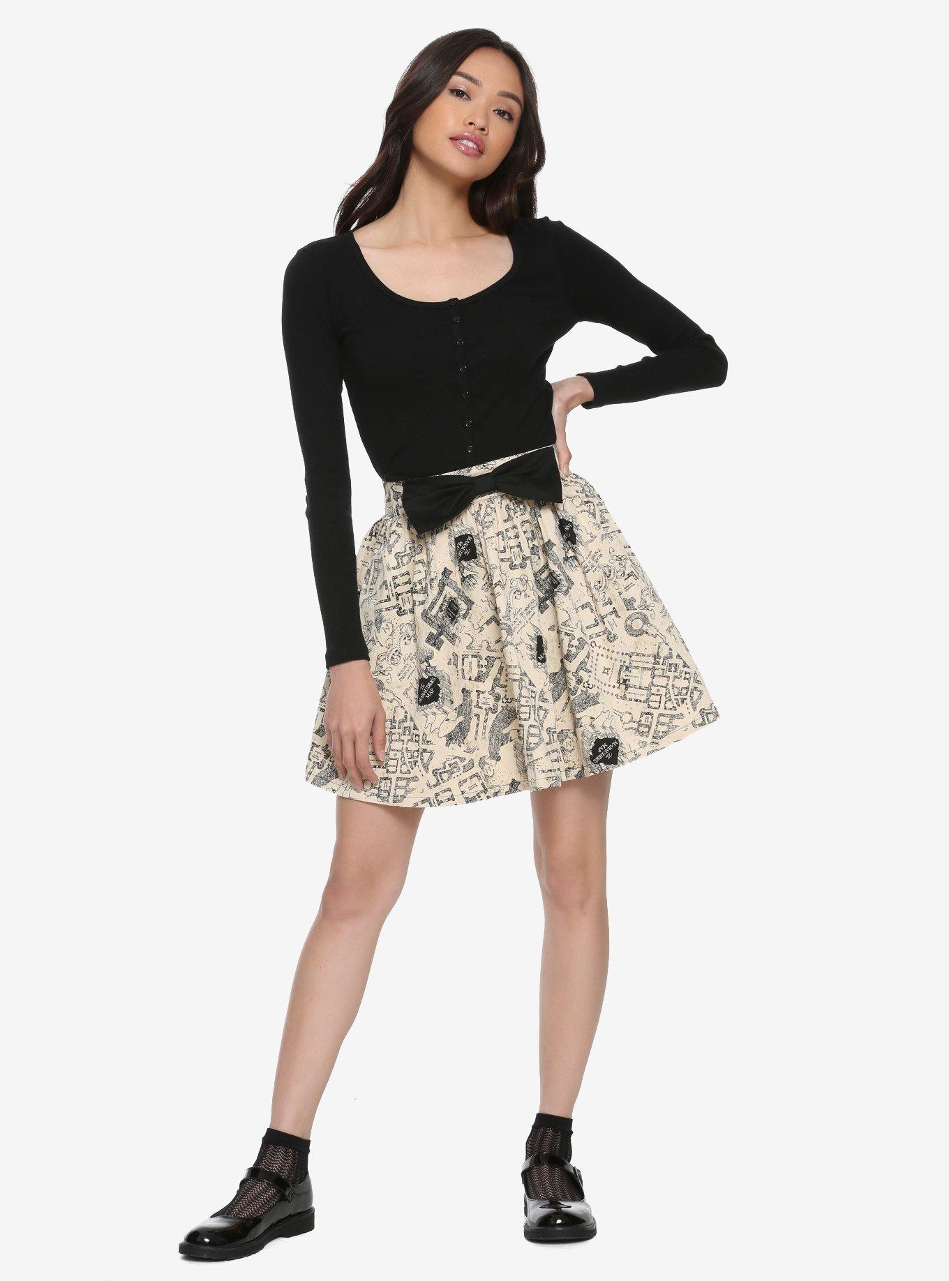 Harry Potter Marauder's Map Skater Skirt Hot Topic Exclusive, , alternate