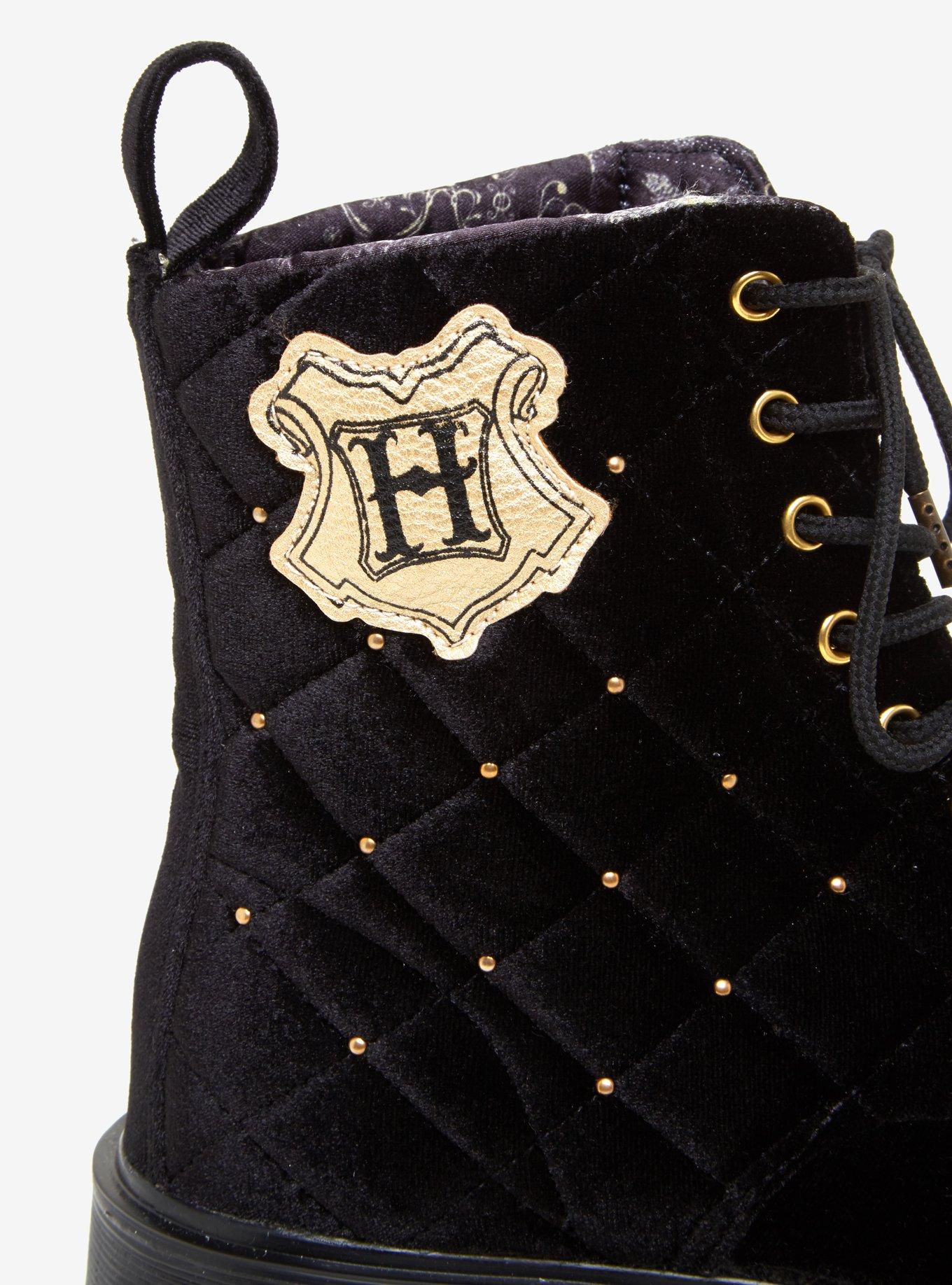 Harry Potter Velvet Quilted Hogwarts Combat Boots, , alternate