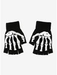 Skeleton Black Fingerless Gloves, , alternate