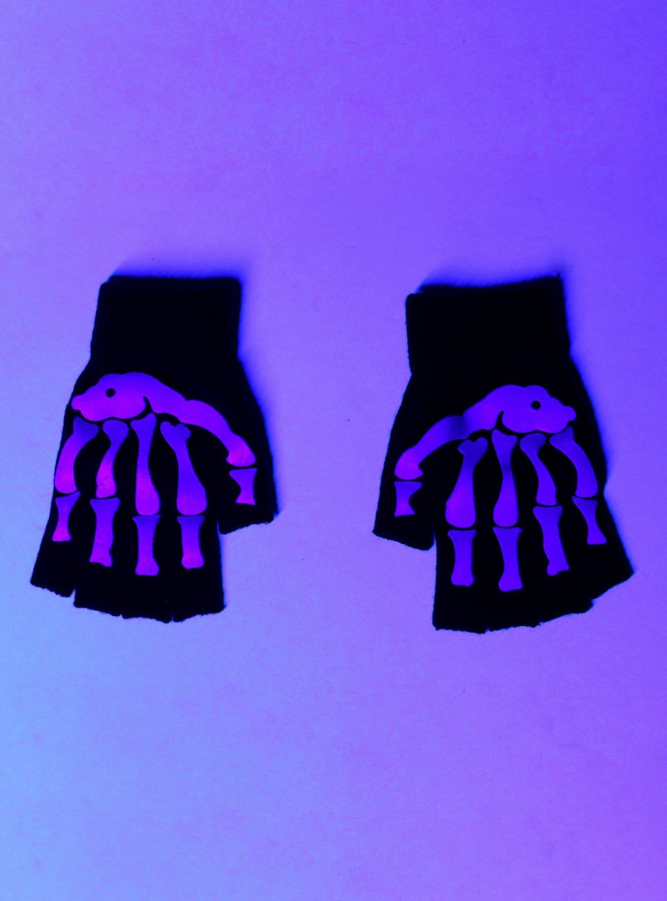 Skeleton Black Fingerless Gloves