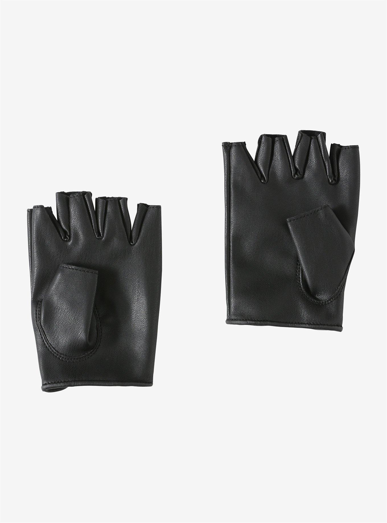 Black Moto Fingerless Gloves, , alternate